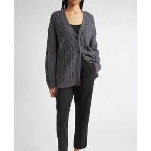 VINCE Wool & Cashmere Blend Oversized Cardigan in Heather Graphite Sz S NWT $528